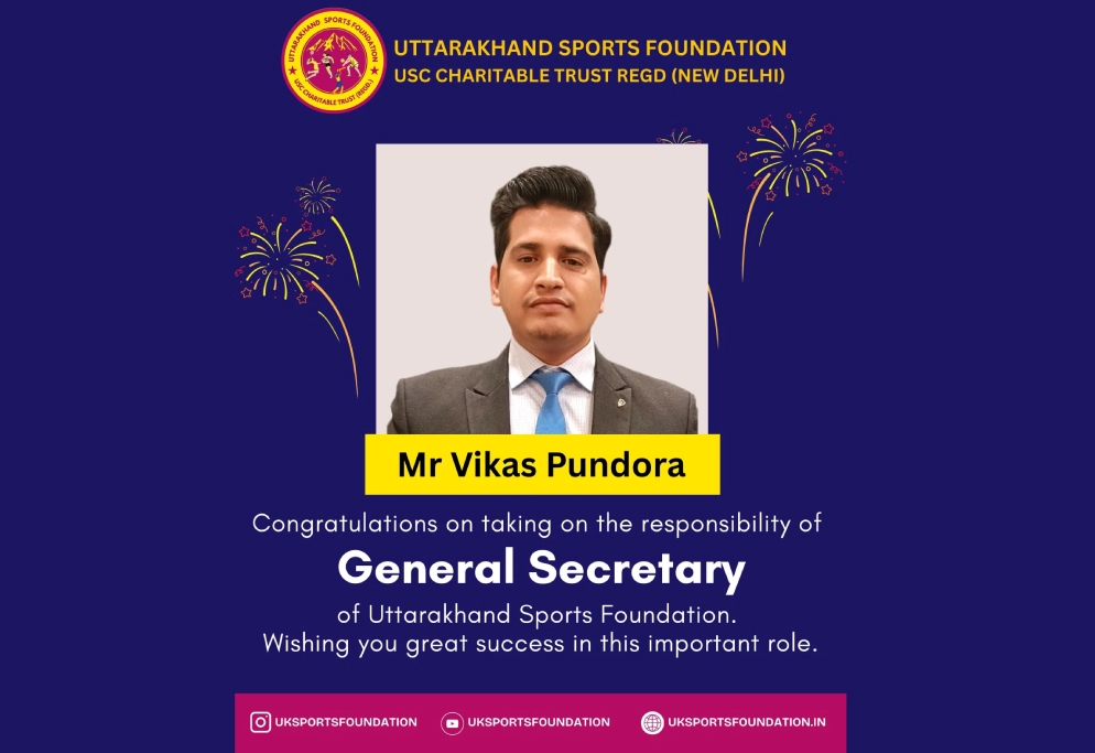 Vikas Pundora Appointed General Secretary of Uttarakhand Sports Foundation