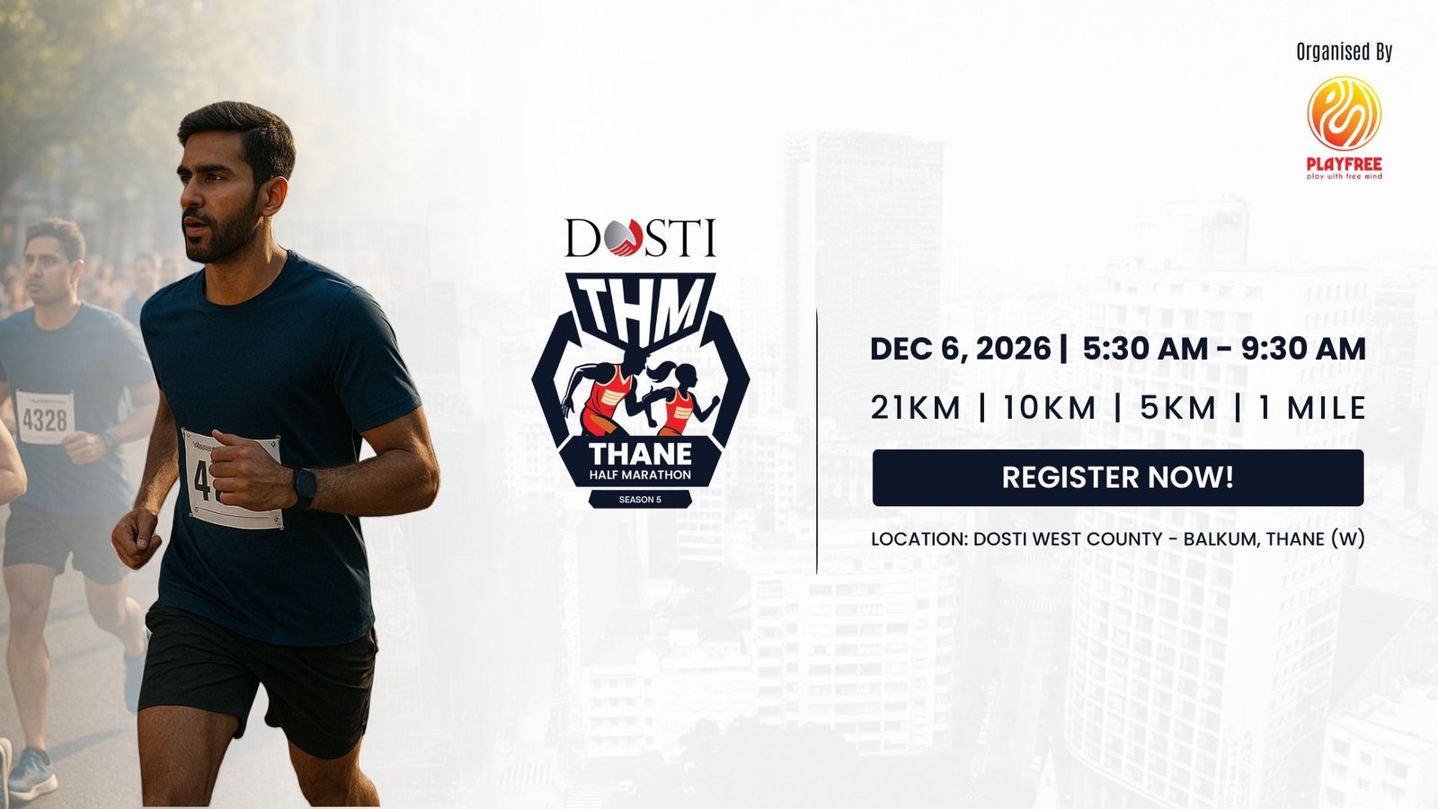 Dosti Thane Half Marathon - 5th Edition - upcoming marathon in Mumbai, December 6