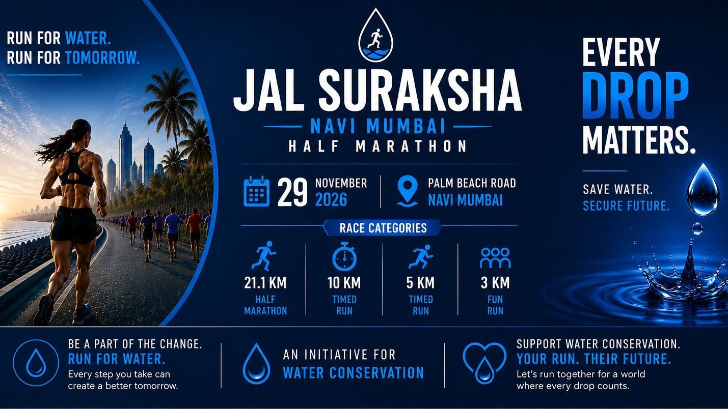 Jal Suraksha Navi Mumbai Half Marathon 2026 - upcoming marathon in Mumbai, November 29