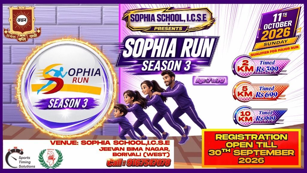 Sophia Run - Season 3 - upcoming marathon in Mumbai, October 11