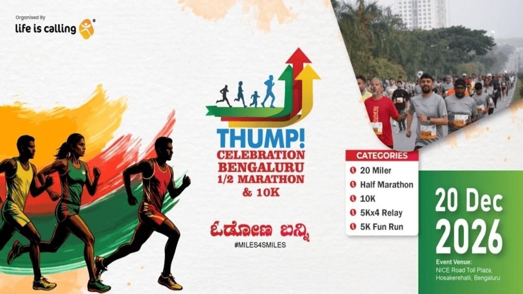 Thump Celebration Bengaluru 1/2 Marathon and 10K Run 2026 - upcoming marathon in Bangalore, December 20