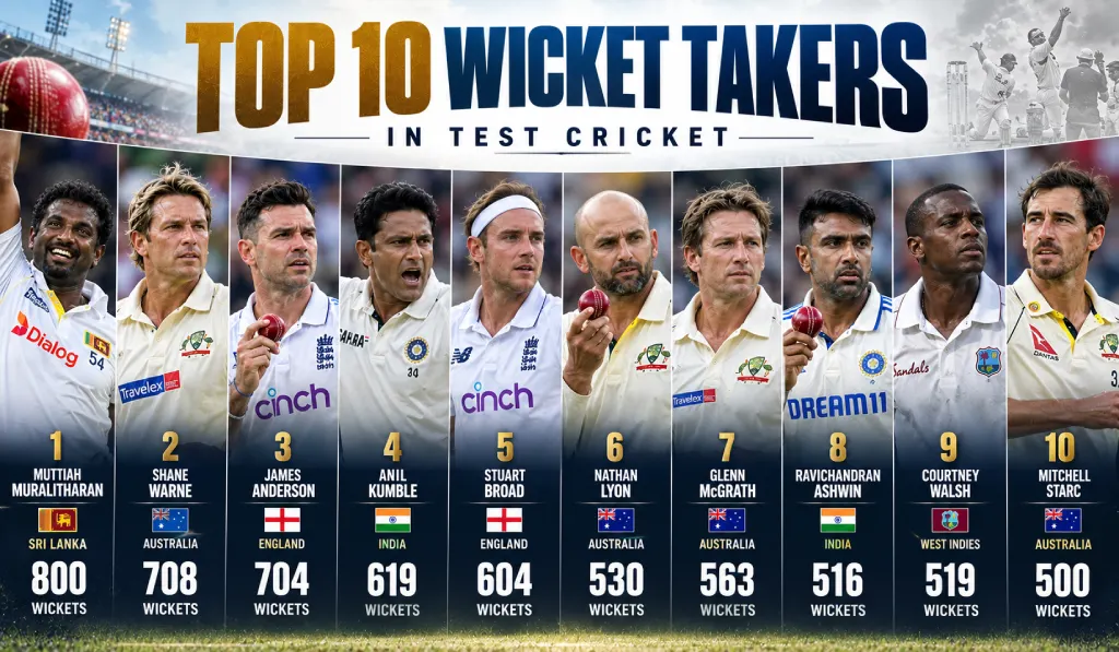 Top 10 Wicket Takers Test Cricket