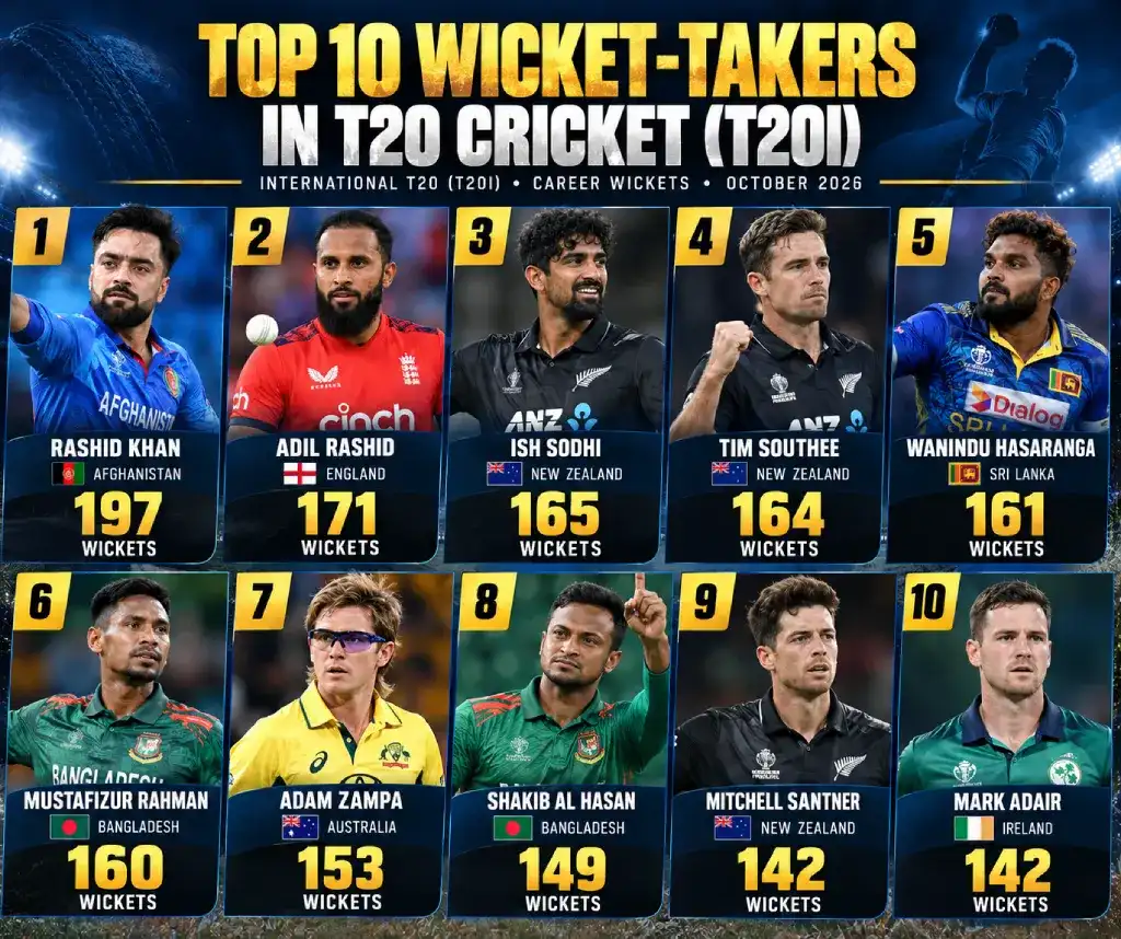 Top 10 Wicket Takers in T20 Cricket