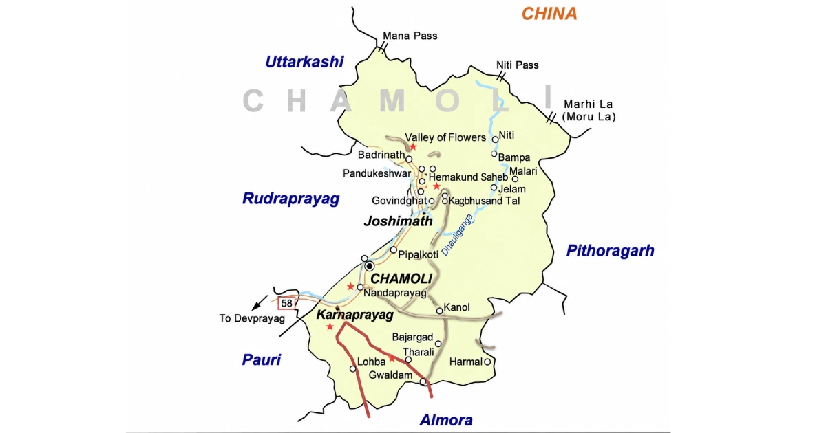 Chamoli Garhwal Map and Location
