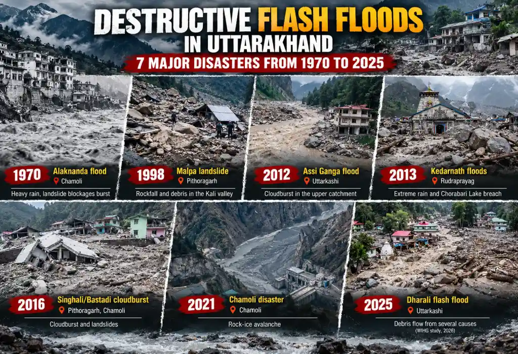 destructive flash floods in Uttarakhand
