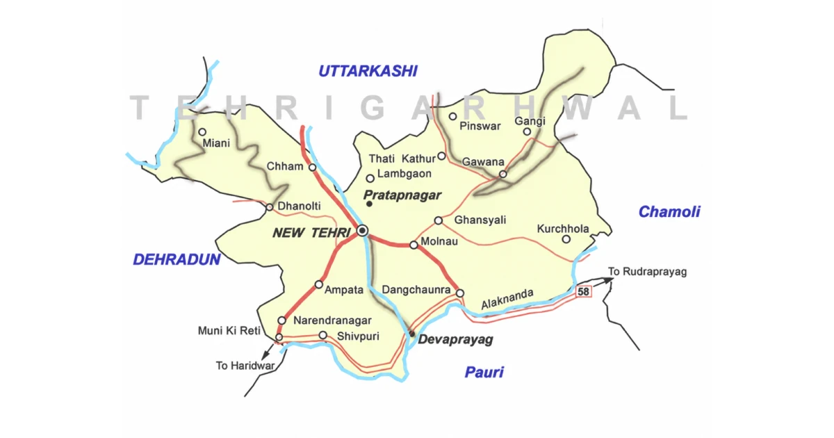 Tehri Garhwal Map and Location
